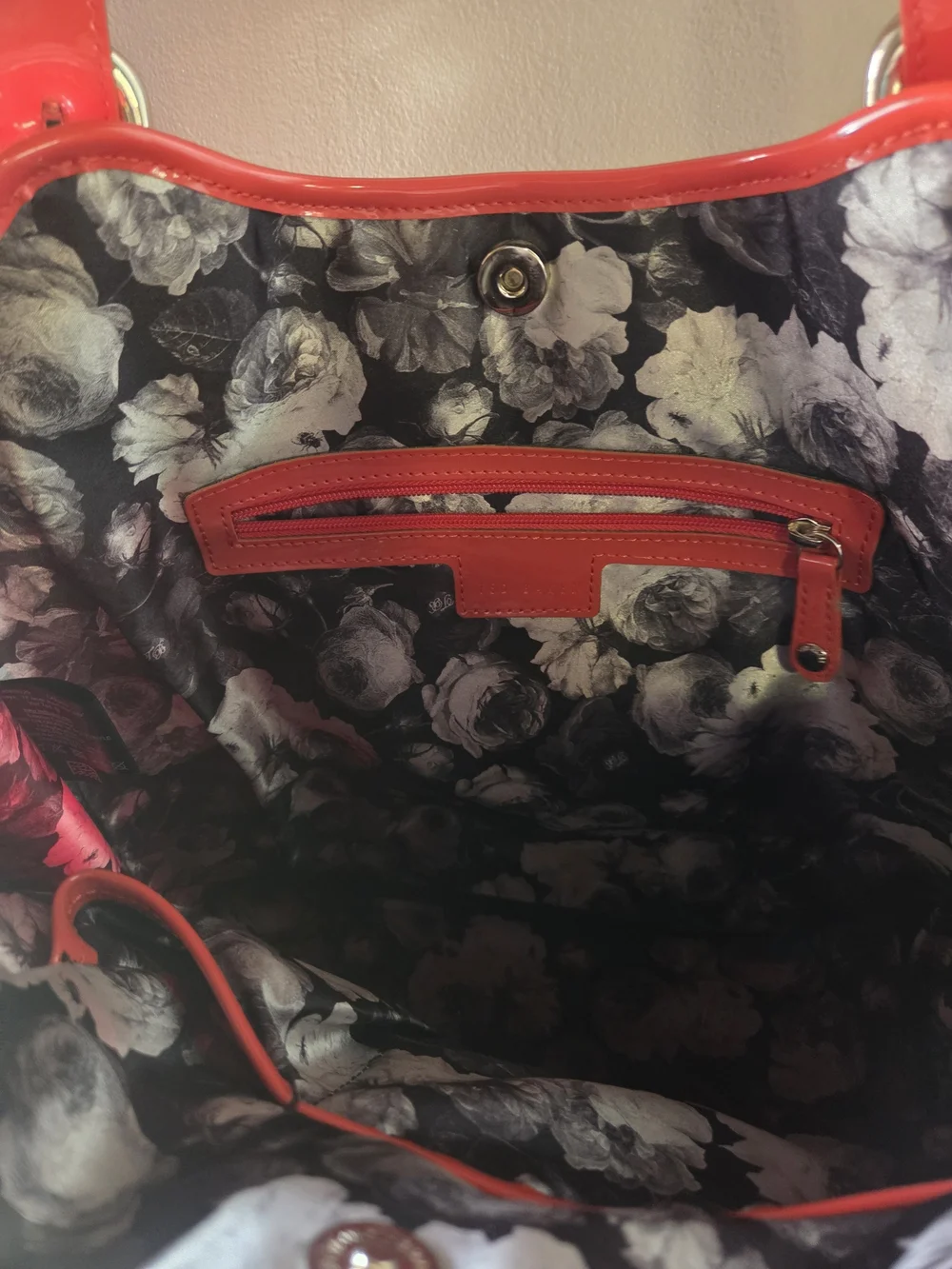 Ted Baker Orange Patent Chevron Tote Bag